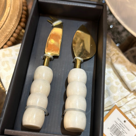 Set 2 Marble/gold Cheese Cutters