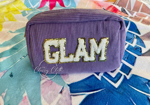Chenille Letter Corduroy Makeup Bags - GLAM