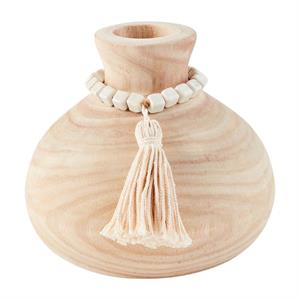 NATURAL PAULOWNIA VASE WITH BEADS
