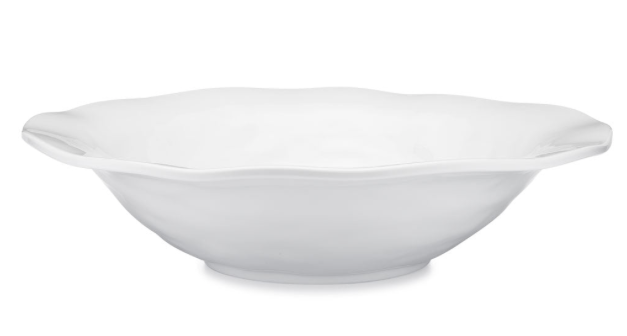 Ruffle 14” White Melamine Round Shallow Serving Bowl