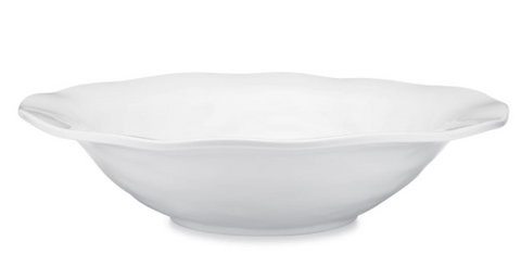Ruffle 14” White Melamine Round Shallow Serving Bowl
