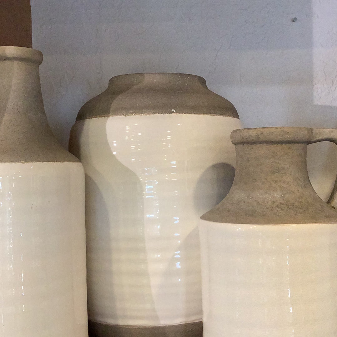 White and Natural Stone Vase Claire & Schuster