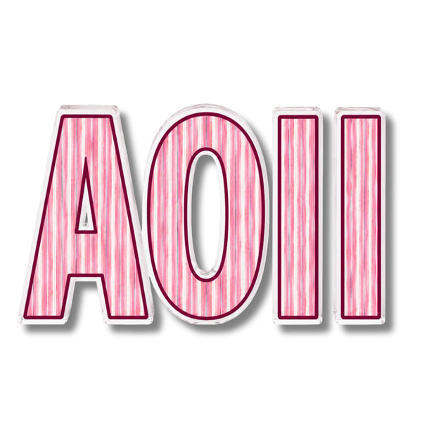 Alpha Omicron Pi Signature Stripe Acrylic Shelfie
