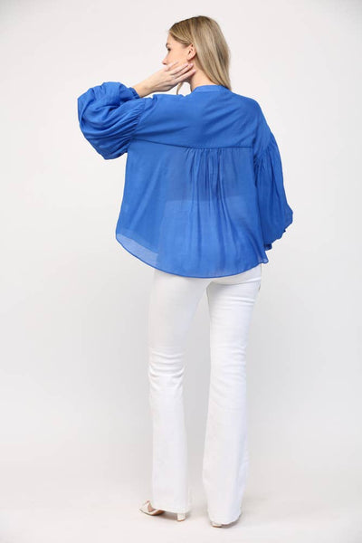FATE - PUFF SLEEVE BUTTON DOWN SHIRT-Medium