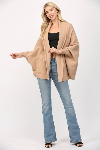 FATE - SHAWL COLLAR OPEN CARDIGAN-SMALL