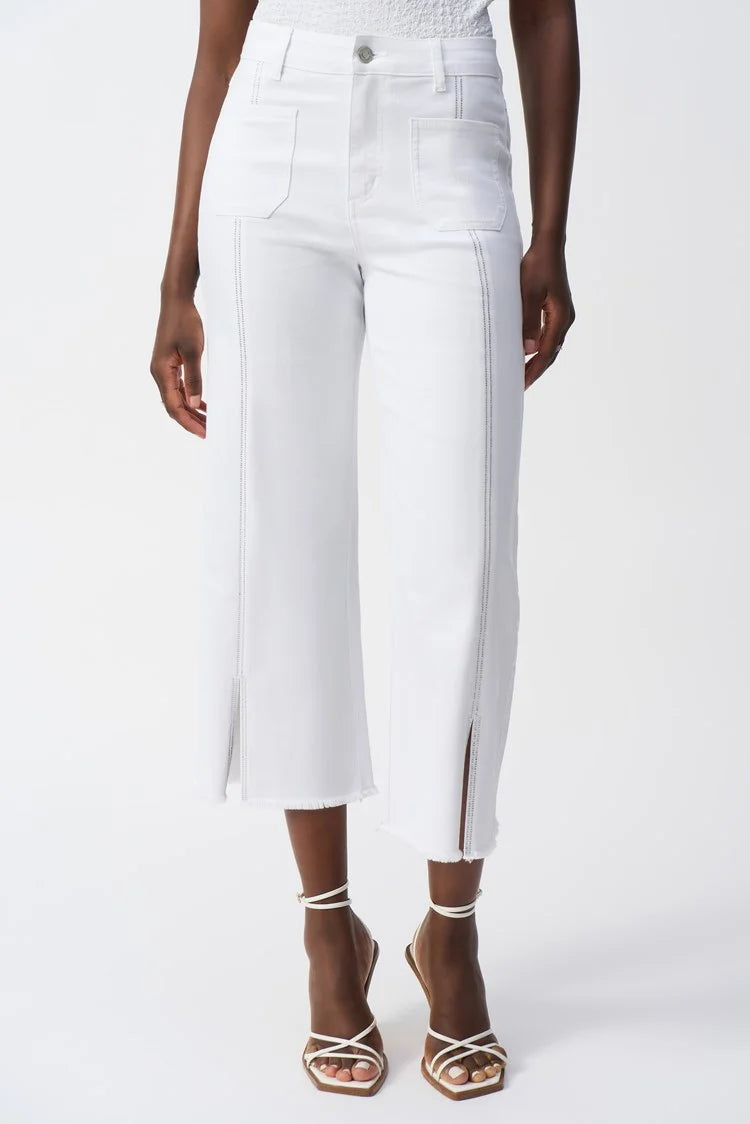 Culotte Jeans w/Embellished Front Seam