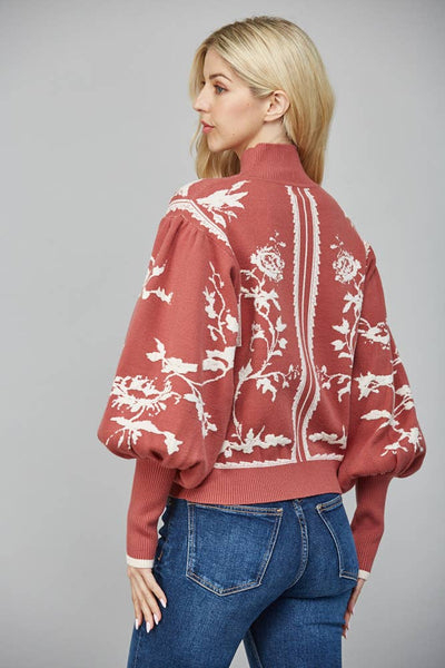 MOCK NECK SWEATER RED BEAN / M