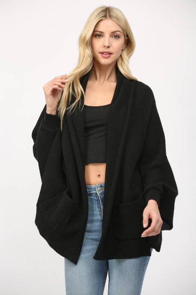 FATE - SHAWL COLLAR OPEN CARDIGAN-LARGE