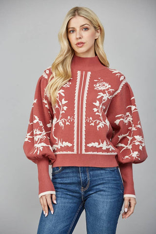 MOCK NECK SWEATER RED BEAN / S