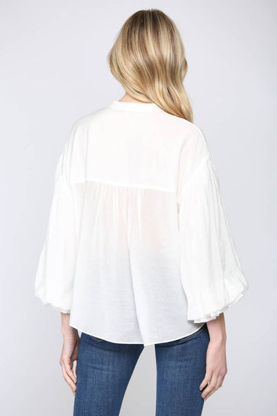 FATE - PUFF SLEEVE BUTTON DOWN SHIRT-Medium