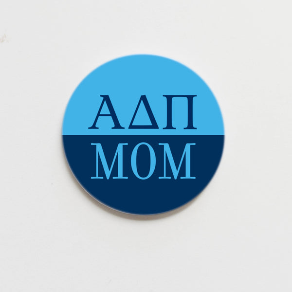 Good Vibez Collegiate (M&V Greek Designs) - Alpha Delta Pi Parent Button - 2.25 inch: Mom