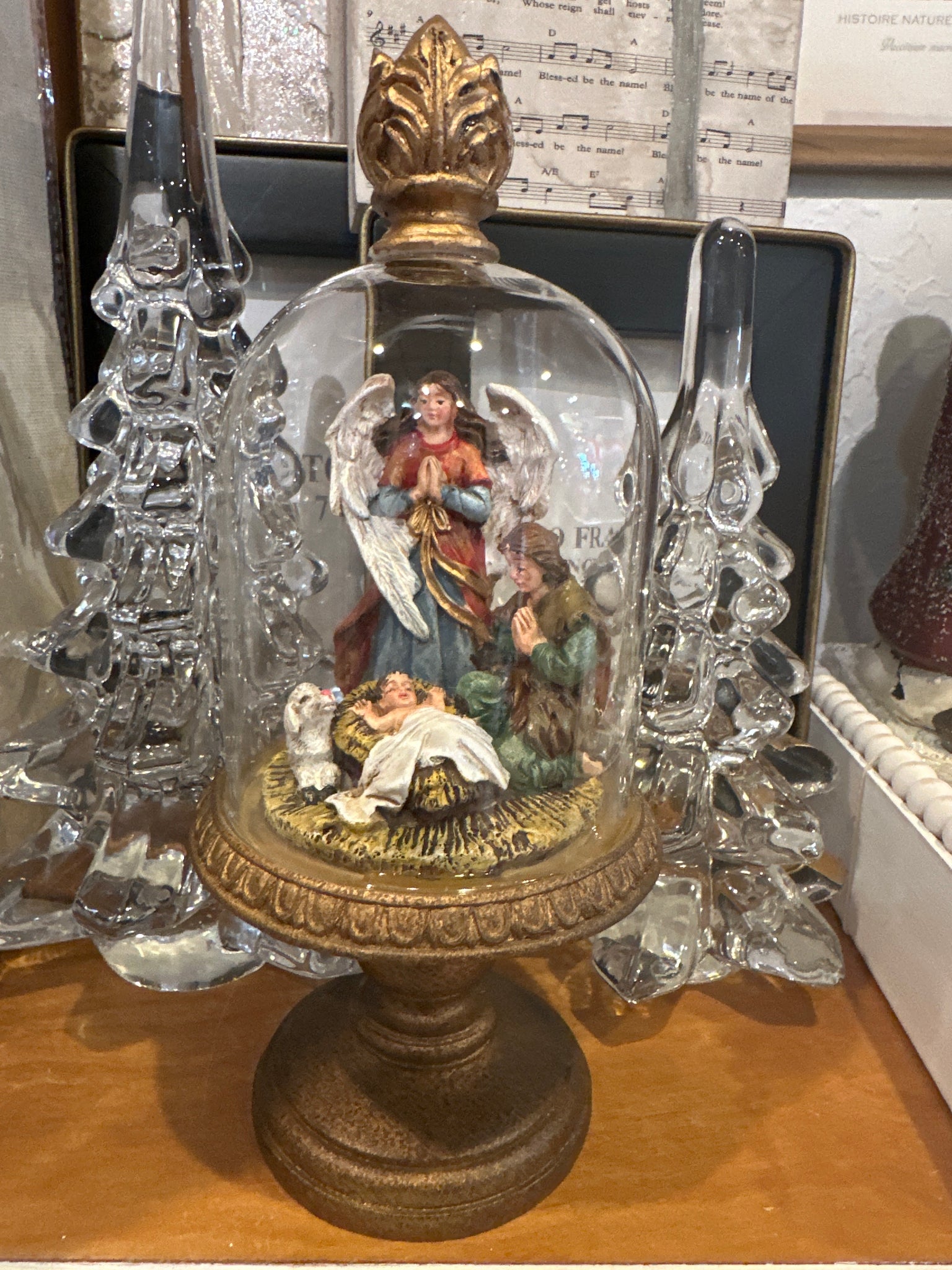 Manger scene in cloche