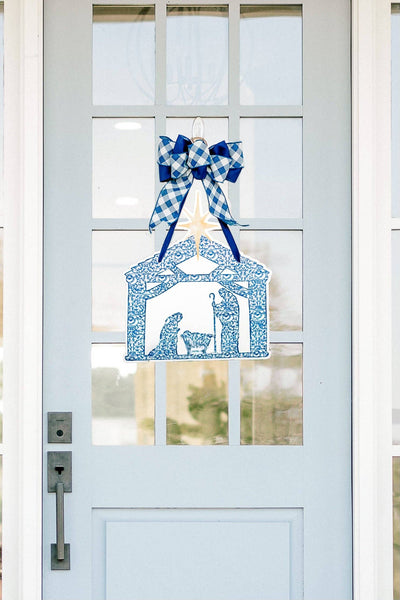 Front Porch Elegance - Nativity in Chinoiserie- Door Hanger: Yes- Please Include the Bow