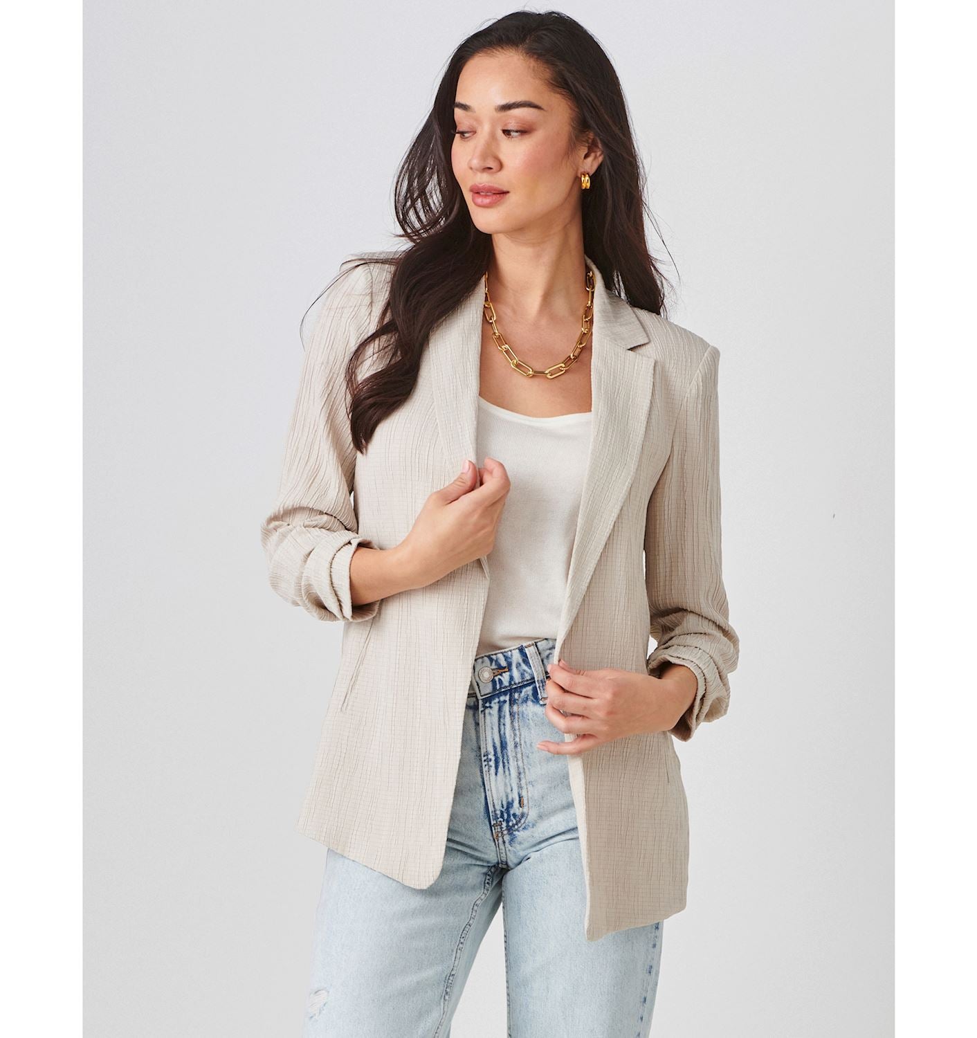 Ruched Sleeve Lightweight Jacket