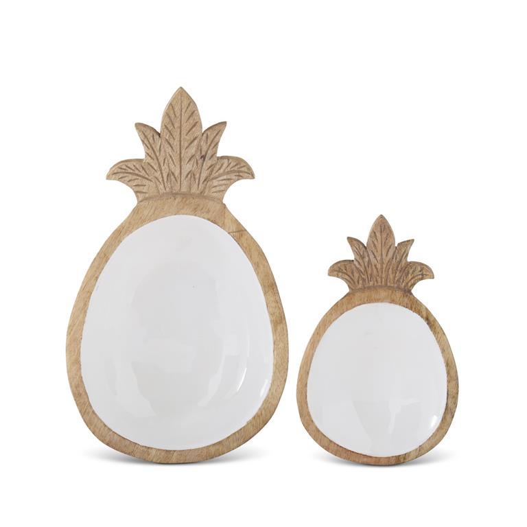 Nesting Carved Wood Pineapple Bowl