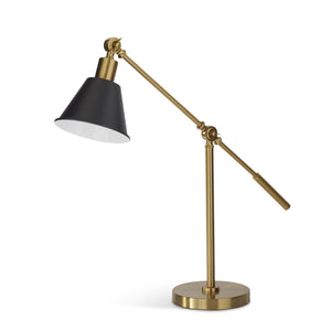 Gold Desk Lamp w/Black Metal Shade
