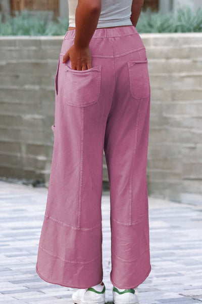 Mineral Wash Wide Leg Pants: L