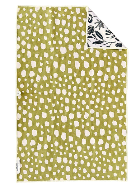 Crae.Home - Vintage Highway: Reversible Hand Towel: Cream/Pea Green / Hand Towel