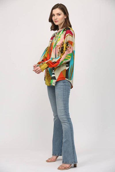 FATE - COTTON VOILE FRONT TIE NECK BLOUSE-MEDIUM