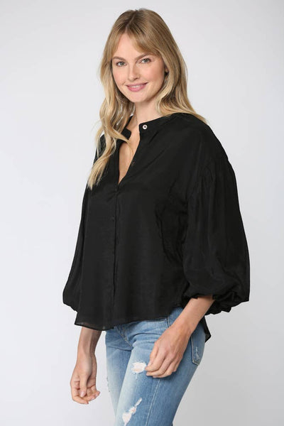 FATE - PUFF SLEEVE BUTTON DOWN SHIRT-Small