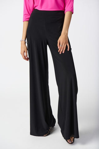 Silky Knit Wide-Leg Cargo Pants