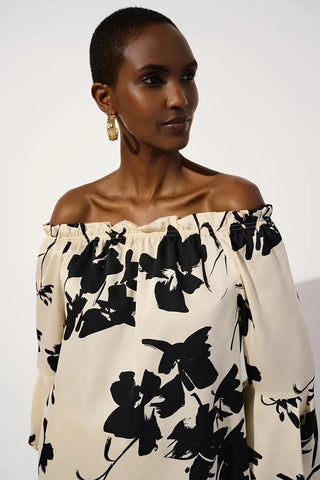 Floral Satin Off-the-Shoulder Top