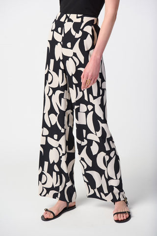 Abstract Print Woven Wide-Leg Pants