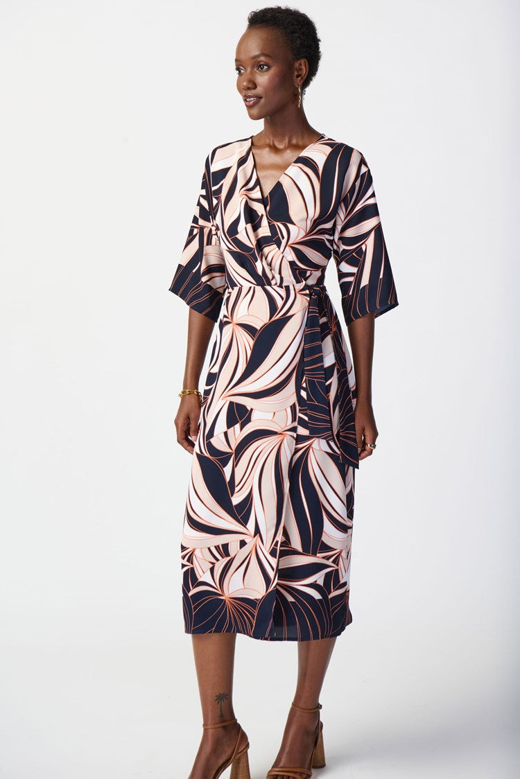 Tropical Print Woven Wrap Dress