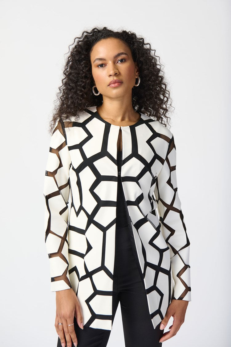 Laser-Cut Leatherette on Mesh Jacket