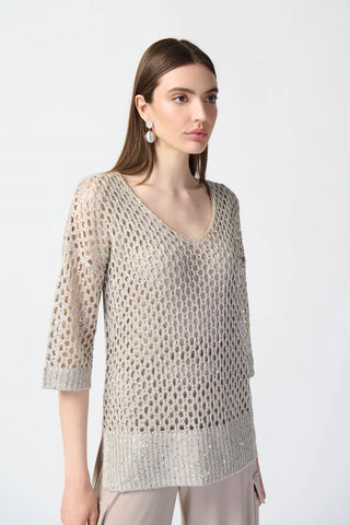 Open Stitch Sweater with Sequins