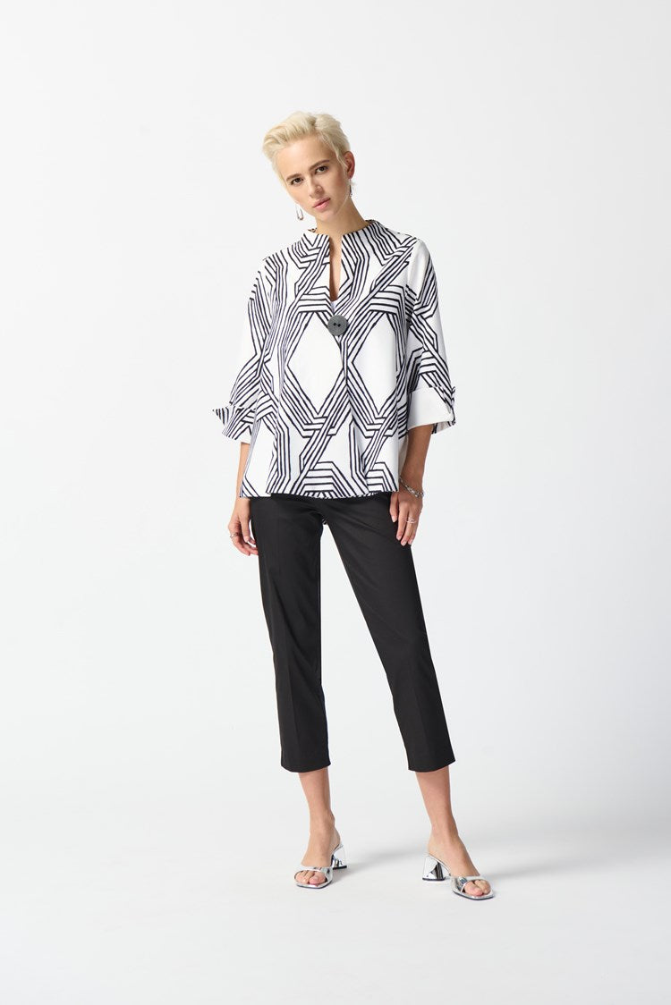 Lux Twill Geometric Print Trapeze Jacket