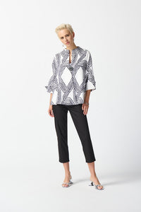 Lux Twill Geometric Print Trapeze Jacket