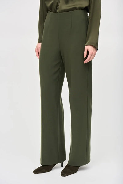 Silky Knit Wide-Leg Pull-On Pants - iguana color