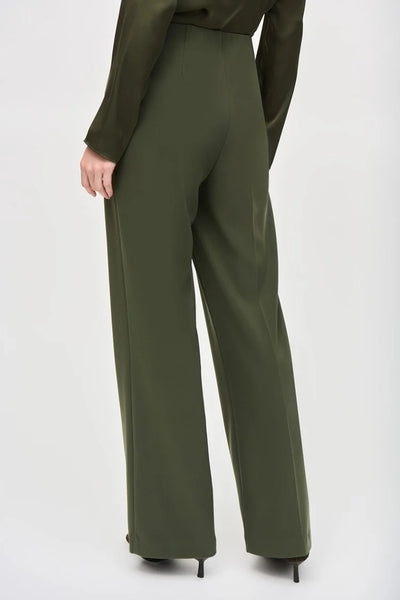 Silky Knit Wide-Leg Pull-On Pants - iguana color