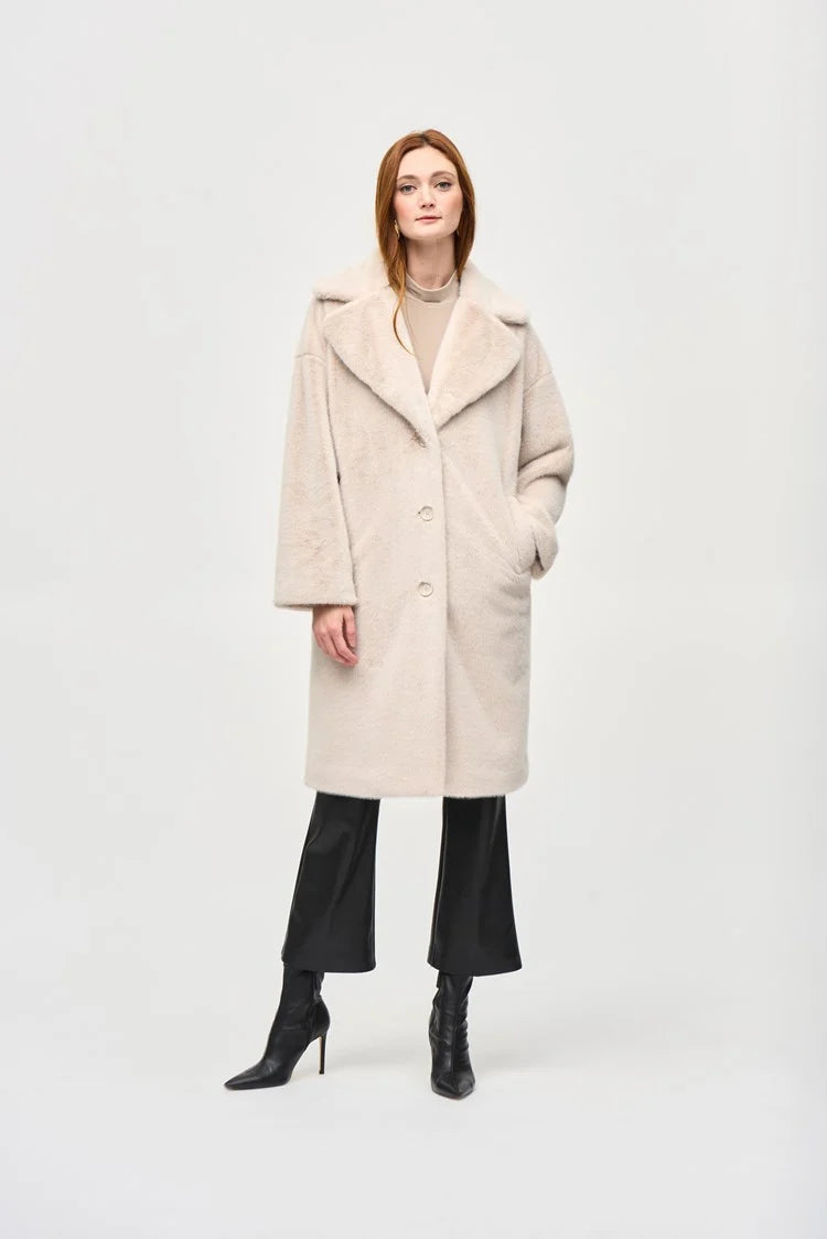 Faux Fur Straight Coat - medium