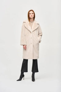 Faux Fur Straight Coat - medium