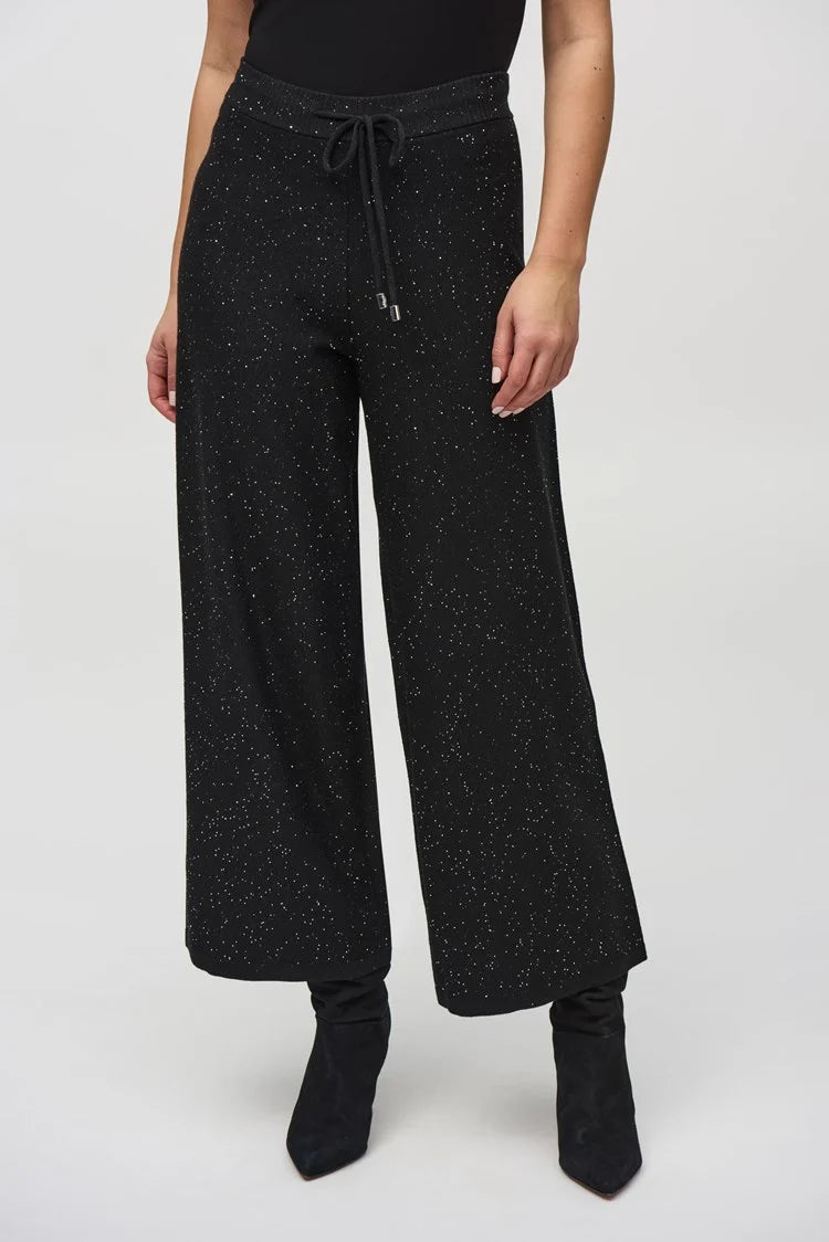 Sequined Sweater Knit Culotte Pants