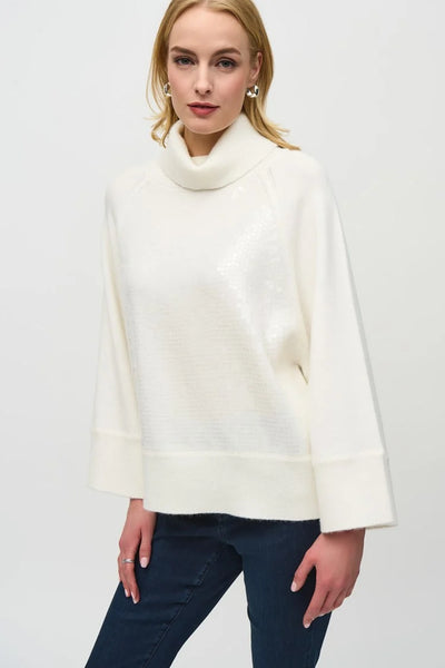 Sweater Knit Boxy Top With Sequins Detail