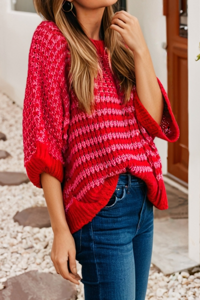 Reece - 3/4 Draped Sleeve Slouchy Sweater: Private Lable