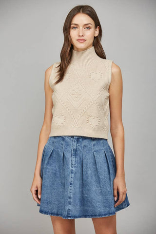 FATE - CABLE KNIT SWEATER TANK:TAUPE / S