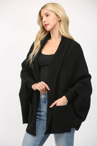FATE - SHAWL COLLAR OPEN CARDIGAN-LARGE