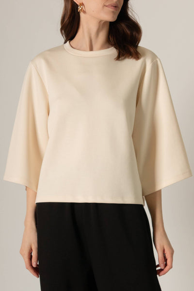 Butter Modal 3/4 Sleeve Top: Eggshell/ S
