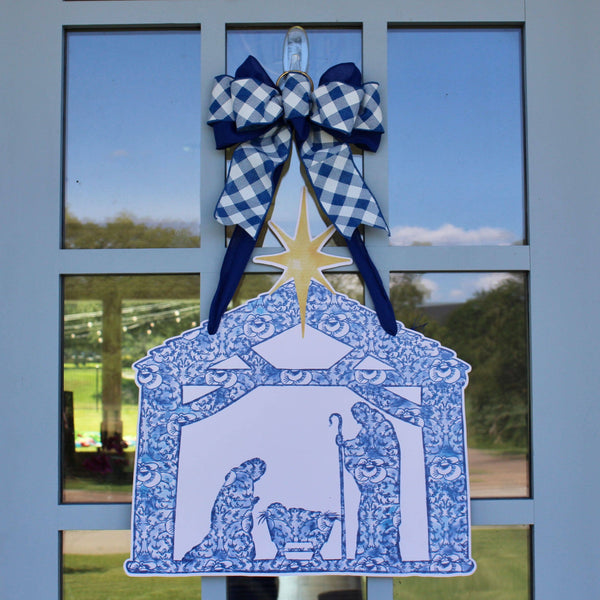 Front Porch Elegance - Nativity in Chinoiserie- Door Hanger: Yes- Please Include the Bow