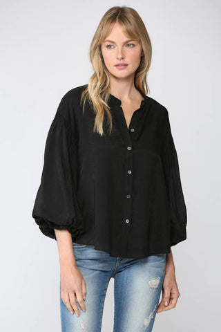 FATE - PUFF SLEEVE BUTTON DOWN SHIRT-Large