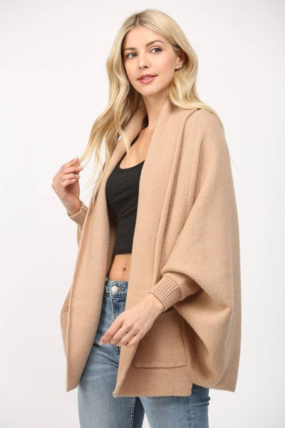 FATE - SHAWL COLLAR OPEN CARDIGAN-LARGE