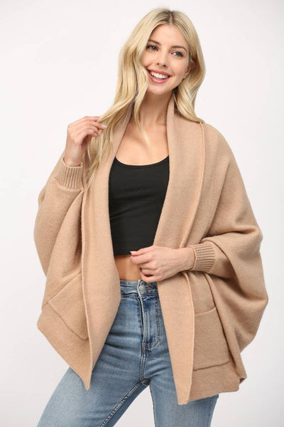 FATE - SHAWL COLLAR OPEN CARDIGAN-LARGE