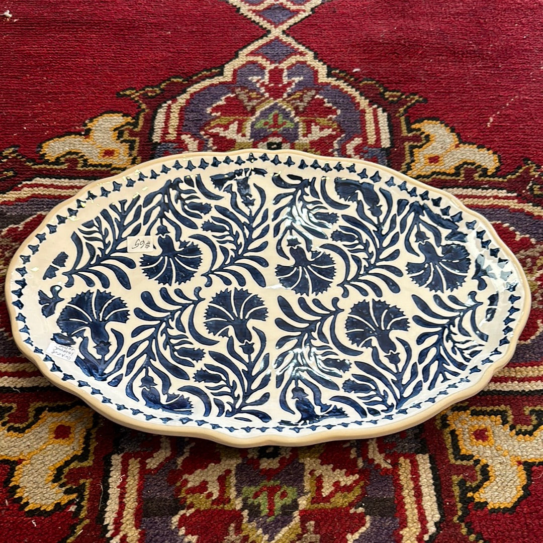 Blue Indigo Floral Platter