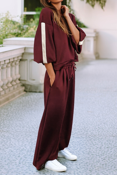 Shelby - Striped 3/4 Sleeve Pullover Set: private label
