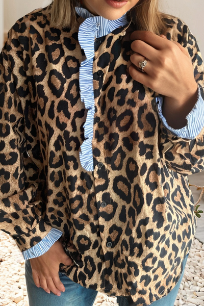 Lily Leopard Print Top: Brown / XL