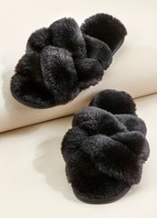 Black Plush Slipper